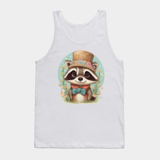 cute little racoon wearing a hat and a bow tie Tank Top